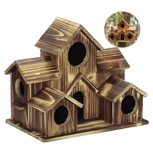 Hole wooden bird house - wooden,