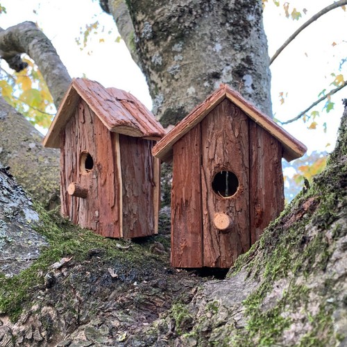 Rustic barkwood birdhouse nest - rustic,